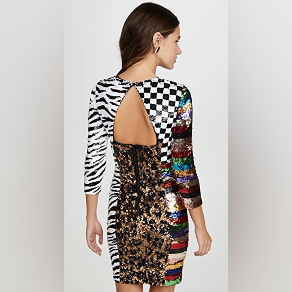 Alice + Olivia Jae Multicolor Patterned Sequin Mi… - image 3